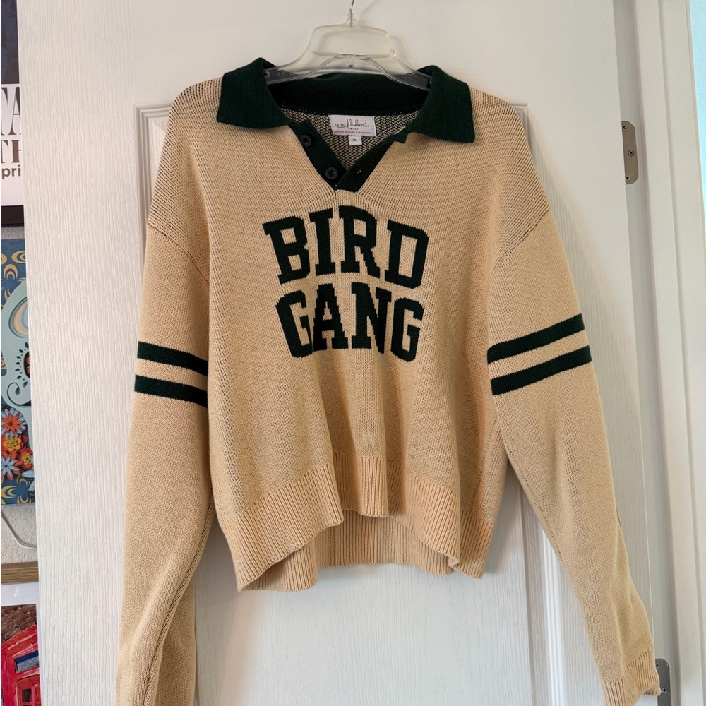 Cream and Green 'Bird Gang' Philly Eagles Sweater XL